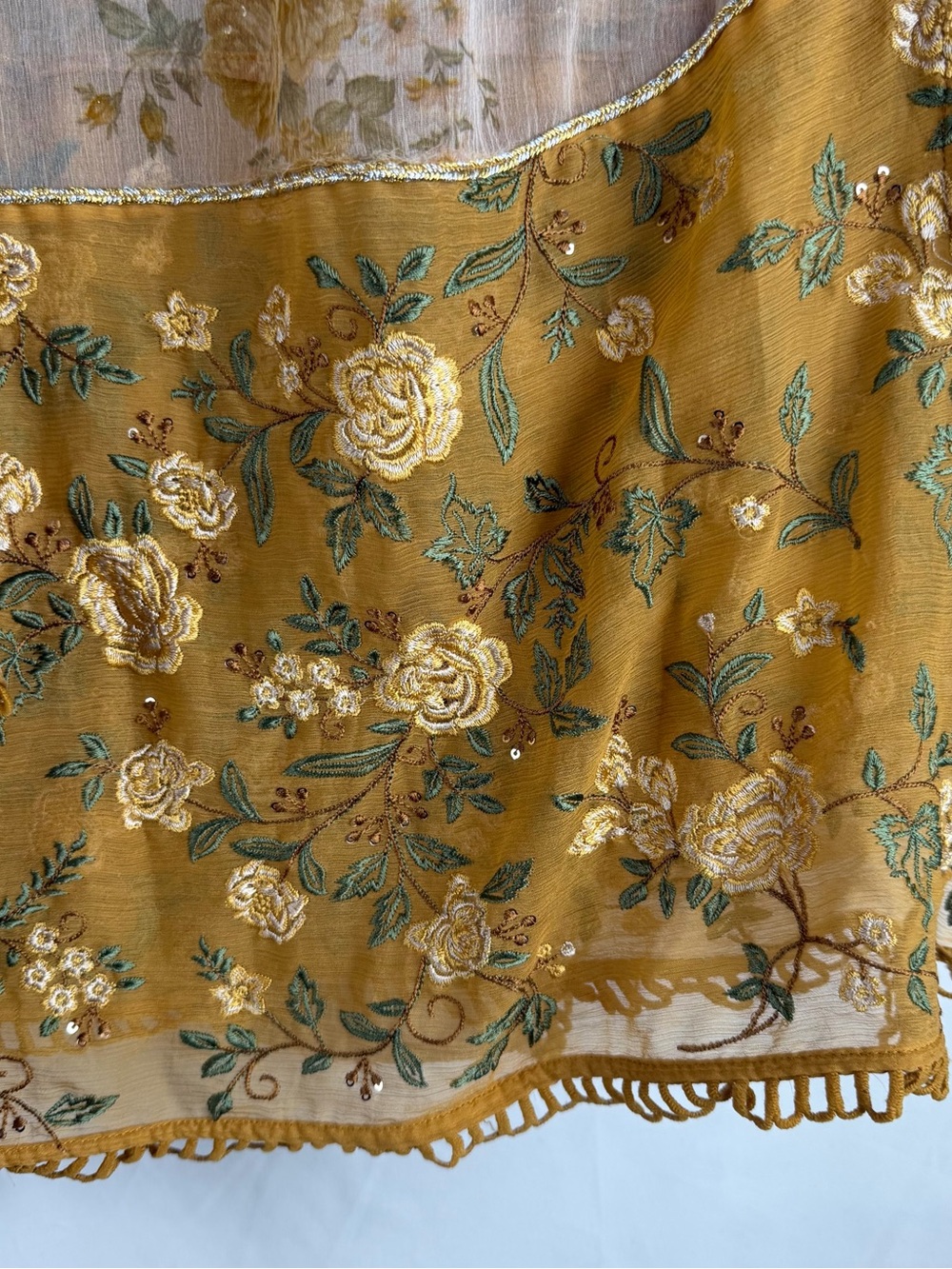 Ethnic Elegant Floral Embroidered Women's 4 piece in Mustard - Picture 5 of 8